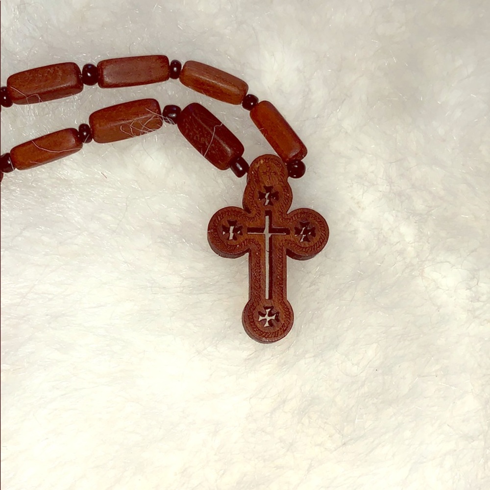 Wooden cross necklace